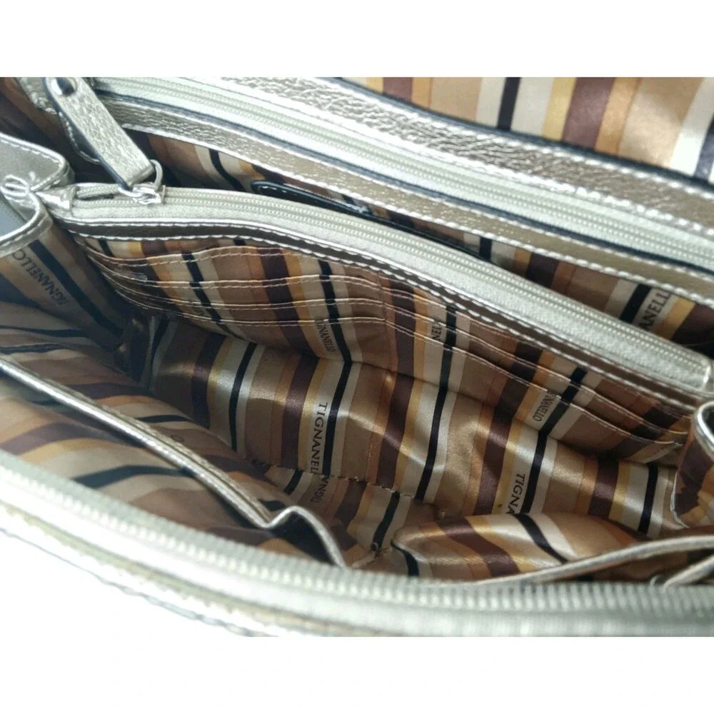 Vintage Tignanello Quilted Leather Handbag Mini Dome Gold Crossbody Bag